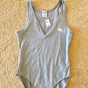 NEW PINK Victoria’s Secret Heather Gray Bodysuit.